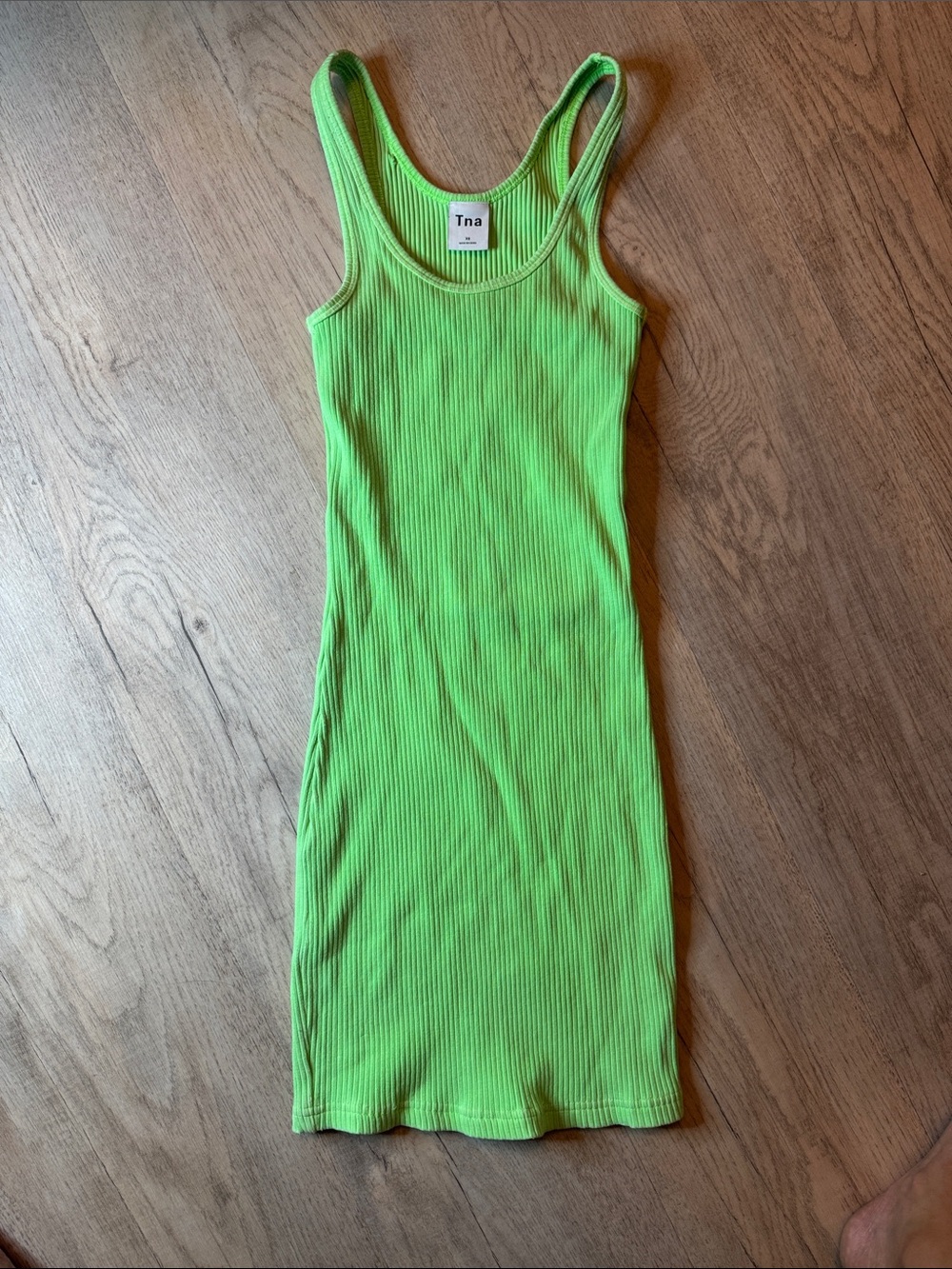 TNA Neon Lime Ribbed Tank Midi Dress